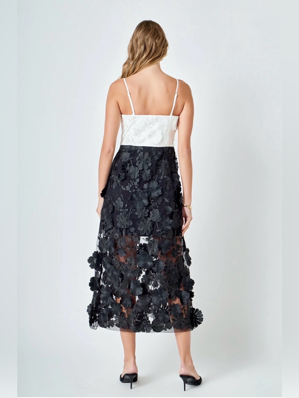 Anthropologie Endless Rose NWT Floral Colorblock Applique Midi Dress M $270 - Picture 4 of 17
